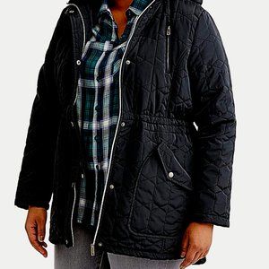 HARVE BENARD QUILTED JACKET w/ HOOD BLACK (1X)